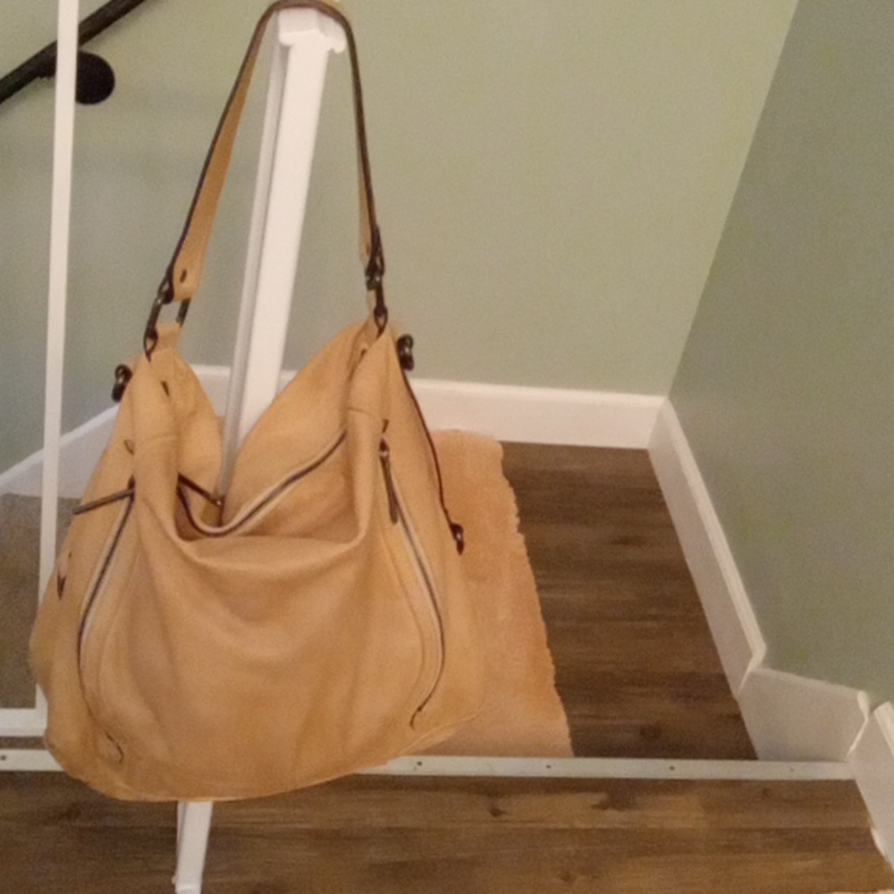 Vintage Elliott Lucca Tan Leather Slouchy Hobo Bag - Picture 3 of 10
